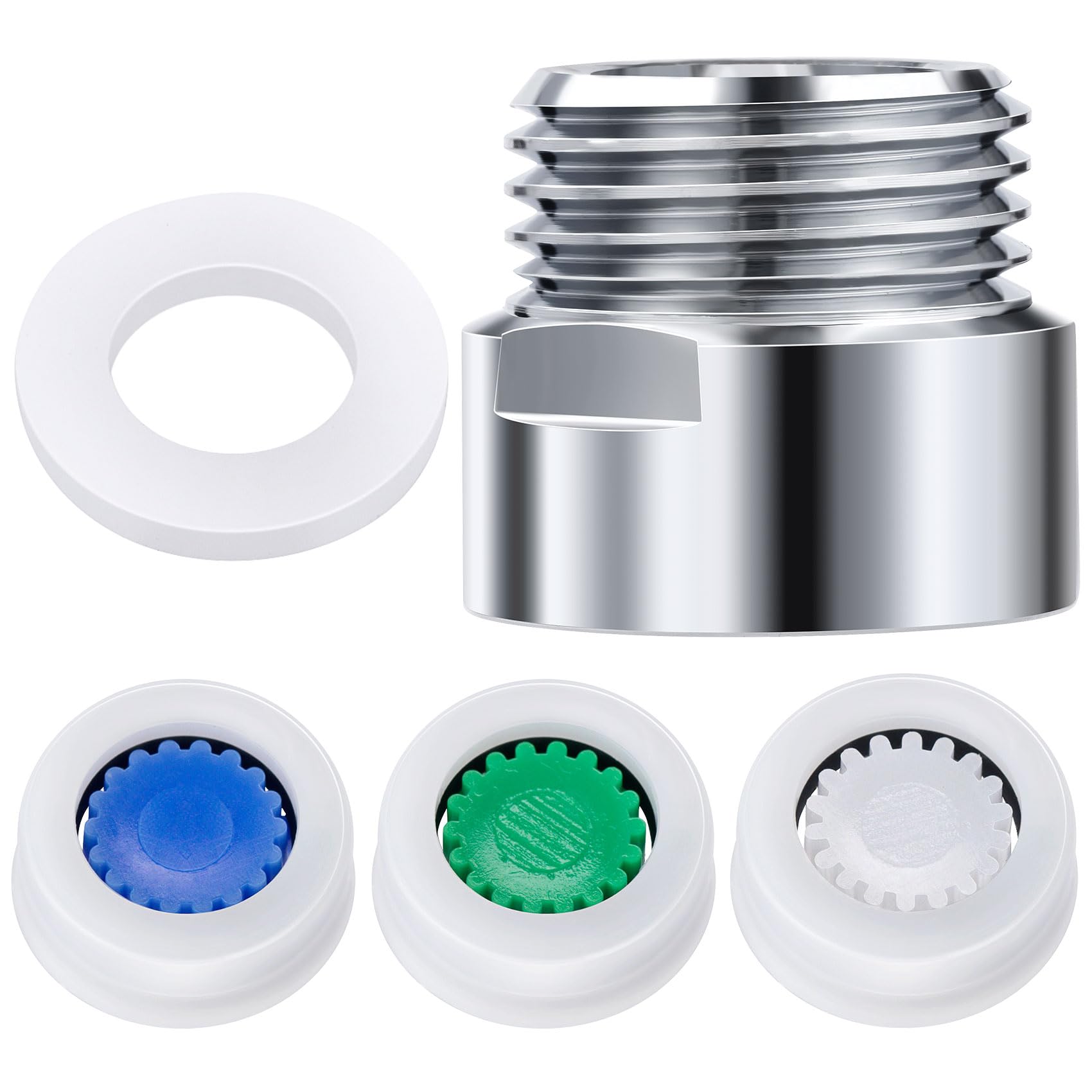 PAGOW 5 Shower Flow Reducer Limiter Set, gpm 1.5 2.0 2.5 Shower Head Flow Restrictor, 1 Pcs Washer, 1 Pcs 1/2 Inch Restrictor Valve, Water Flow Saver Adapter Set for Handheld Shower