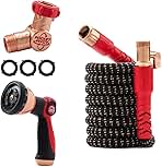 Pocket Hose Copper Head w/New Pocket Pivot Expandable Garden Hose 25 FT, AS-SEEN-ON-TV, Swivels 360°, Advanced Tri-Tex Tubing & Force Field Jacket, 3X Stronger, Lead-Free, No-Kink, Anti-Burst w/APT