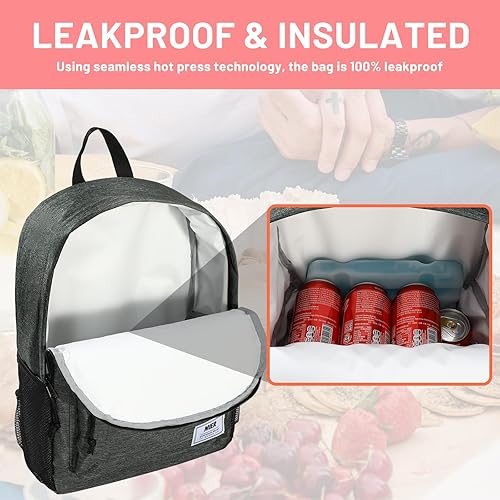 Miniatura 10 de MIER Mochila térmica térmica pequeña, a prueba de fugas, ligera, linda para el trabajo, picnic, camping, viajes de un día al parque, 15 L