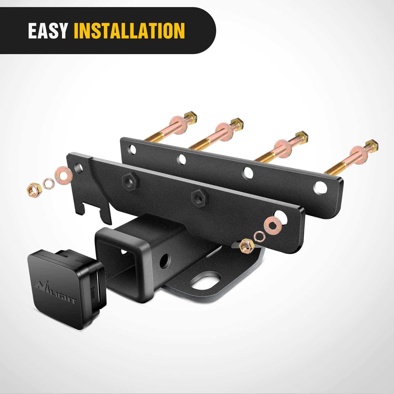 Nilight 2 Inch Trailer Hitch Tow Receiver Kit Rear Bumper Fits Wrangler JL image 4