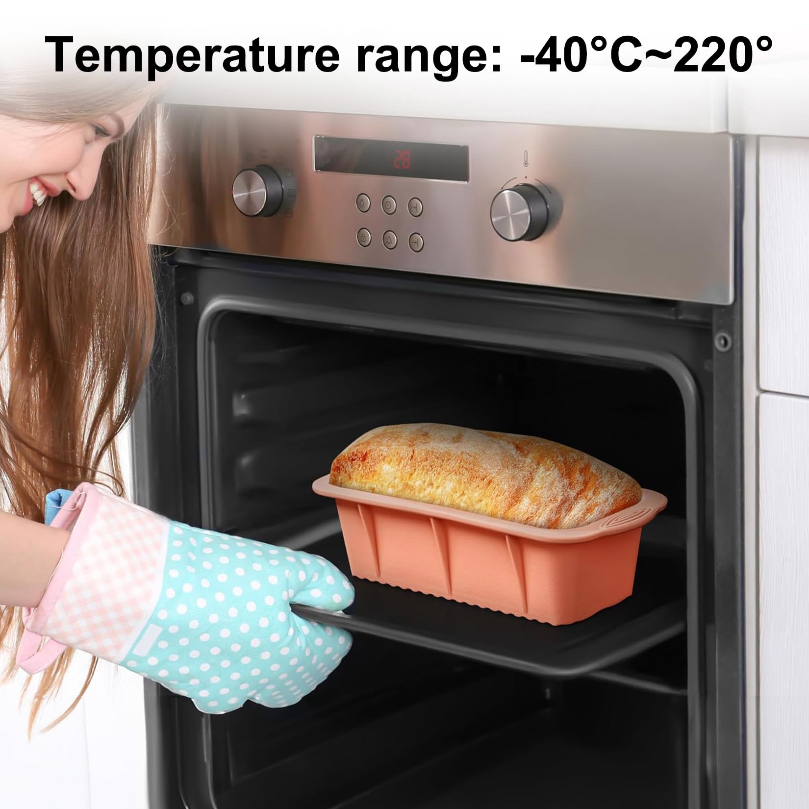 2 Piezas Moldes de Silicona para Hornear Pan, Molde para Hornear Tostadas, Molde Bizcocho Rectangular Antiadherente Silicona para Hornear Pasteles, Pan - 25 x 13,2 x 7 cm