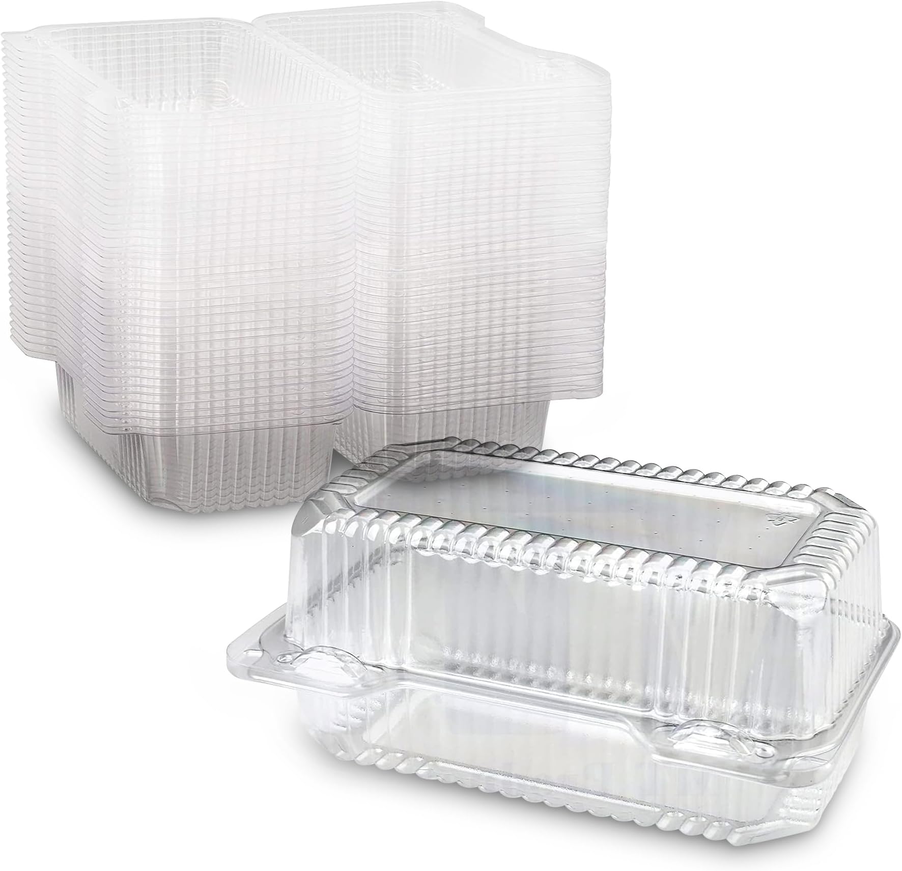 MT Products Clear Plastic Hinged Containers for Loaf or Hoagies 8" x 4" x 3.8" - Disposable Food Containers (Pack of 20) - Made in the USA