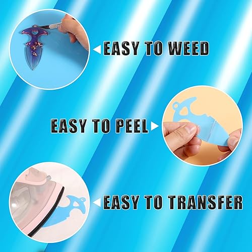 Miniatura 4 de 6 hojas de vinilo 3D, láminas de vinilo HTV de 12 x 9.8 pulgadas, transferencia de calor para prensa de calor, camiseta fácil de cortar y desmalezar