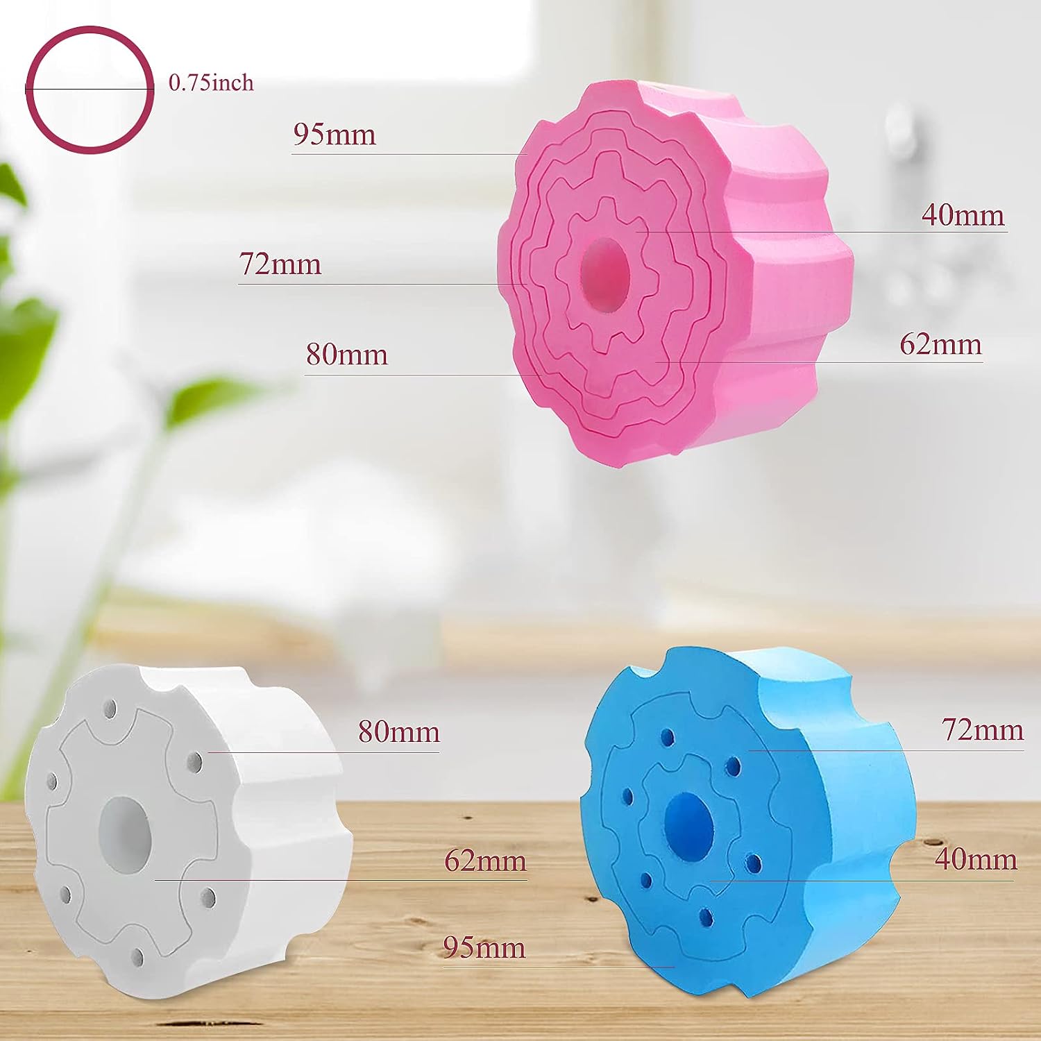 Cup Turner Foam and 2 Pcs Glitter Pen Attachment, 5 in 1 Tumbler Spinner Foams, Epoxy Pen Adapter with 12 Dowels, 12 Sleeves and 12 Plugs Fits on Cup Tumbler Turner (6 Holes)