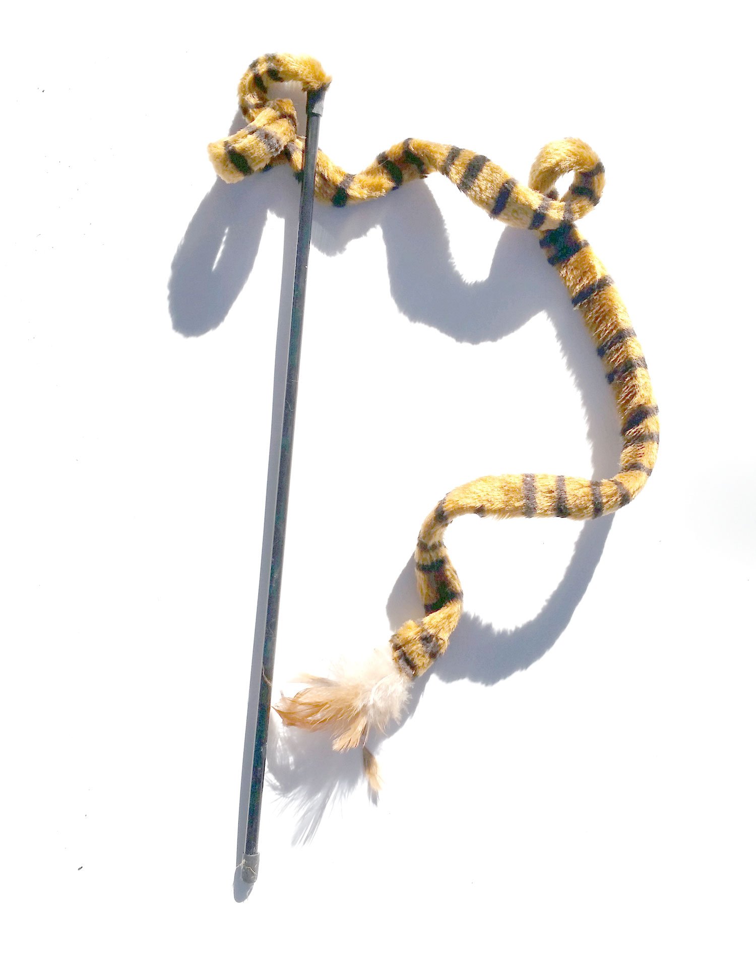 Kats'N Us Cat Teaser Wand Tiger Stripe Print with Feathers Cat Toy Teaser(Brown Stripe)