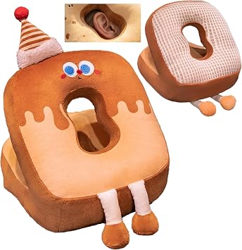 Ear Piercing Pillow for Side Sleepers,Donut Pillow for Ear Cute Cartoon Pain Relief A-Side Crystal Velvet; B-Side Cool Ice Grid, Washable