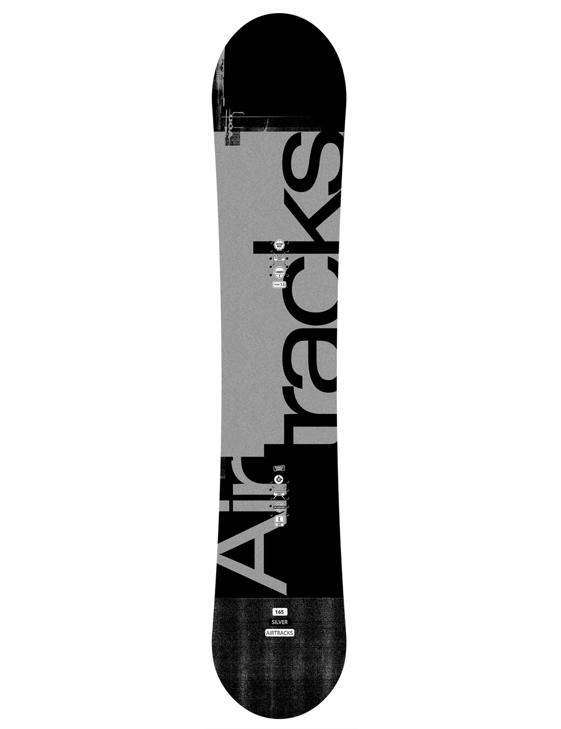 Airtracks Snowboard Set - Silver Camber Snowboard Extra Wide + Bindung Master Fastec + Snowboard Bag 155 159 161 165 171 cm