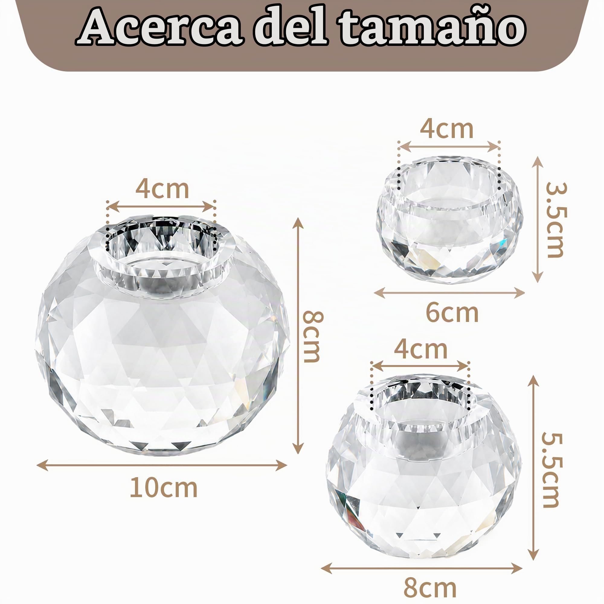 Sziqiqi Juego de 3 Candelabros de Bola de Cristal, Portavelas de Velas Pequeñas de Vidrio Transparente para Navidad Ceremonia Decoración del Hogar de Mesa Regalo de Inauguración
