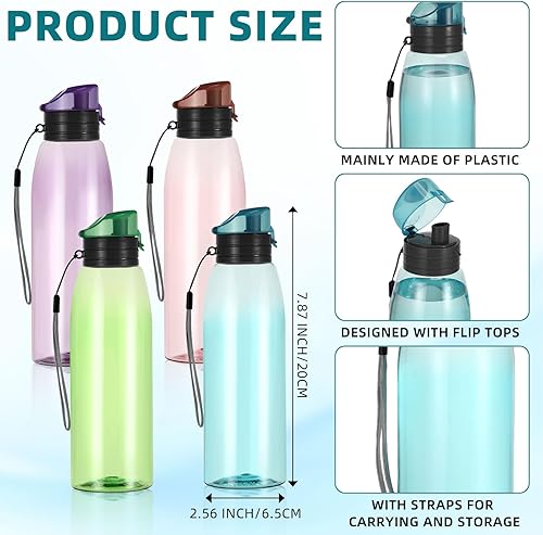 Miniatura 2 de Uiifan Juego de 20 botellas de agua de plástico transparente de 17 onzas con tapa abatible a prueba de fugas para viajes, gimnasio, campamento