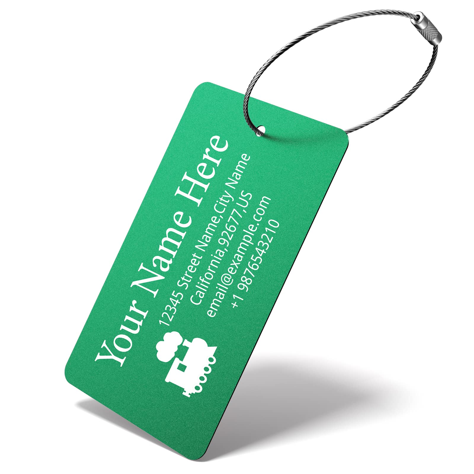 Luggage Tags for Suitcase - Personalized Engraved Metal Tag for Cruise Travel - Custom Name Tags Suitable for Bags and Backpacks(Green)