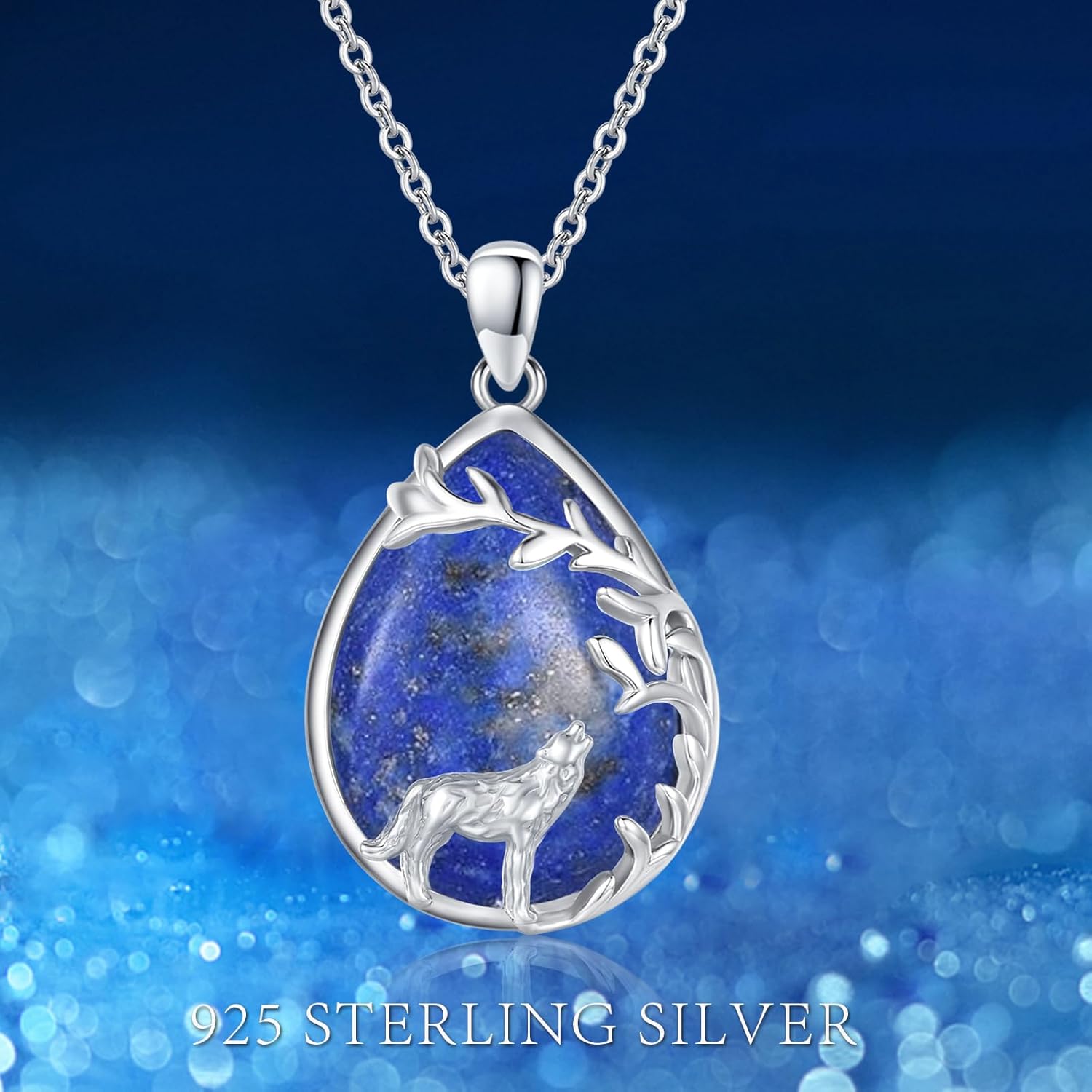 Wolf Necklace for Women S925 Sterling Silver Moonstone Celtic Wolf Necklace Tree of Life Pendant Animal Jewelry Gift for Mom Daughter Wife Halloween - Image 6