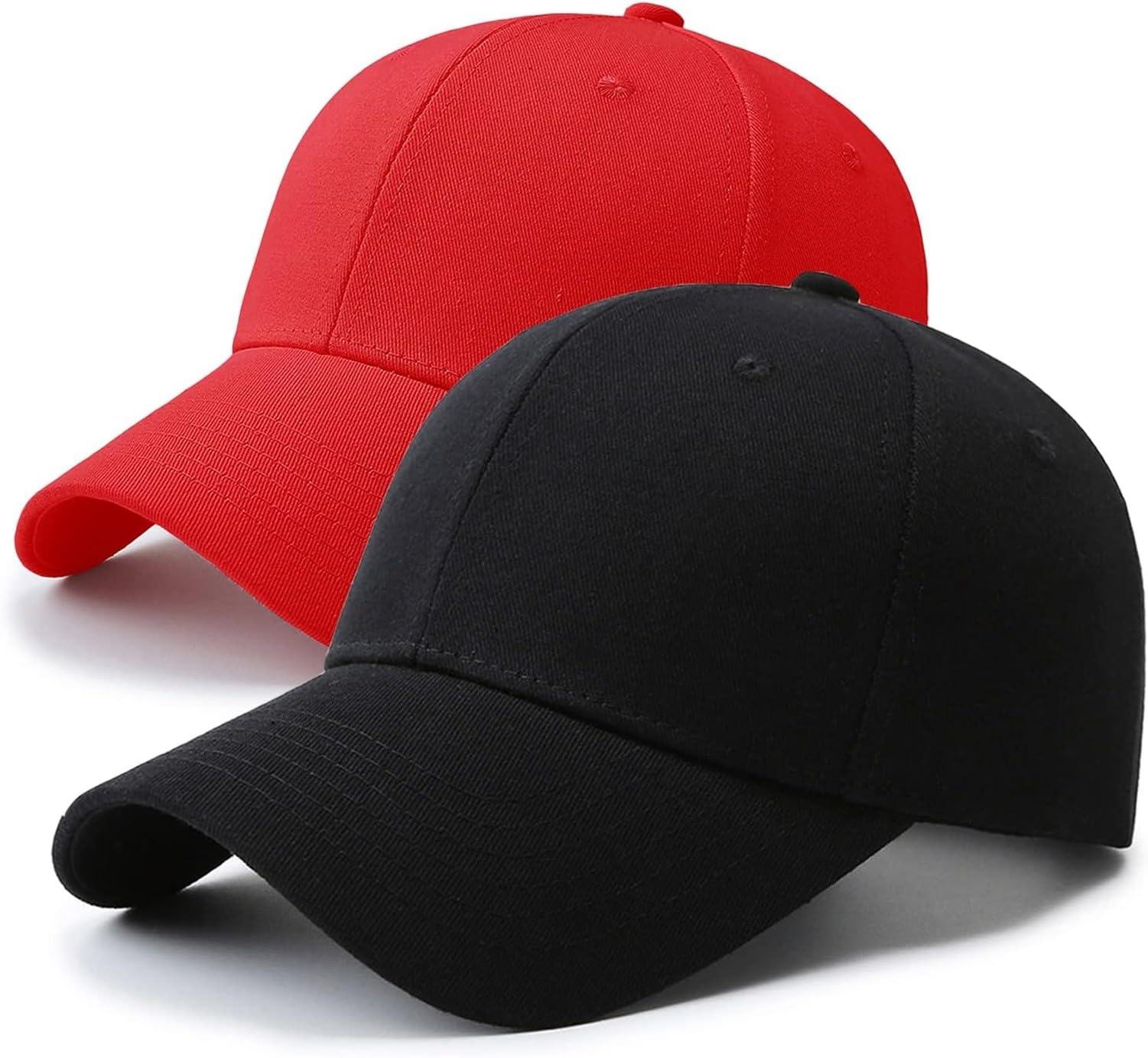 KGAIXN Unstructured Structured Front Panel Baseball Cap Golf Dad Trucker Hat for Men Women, Black+red