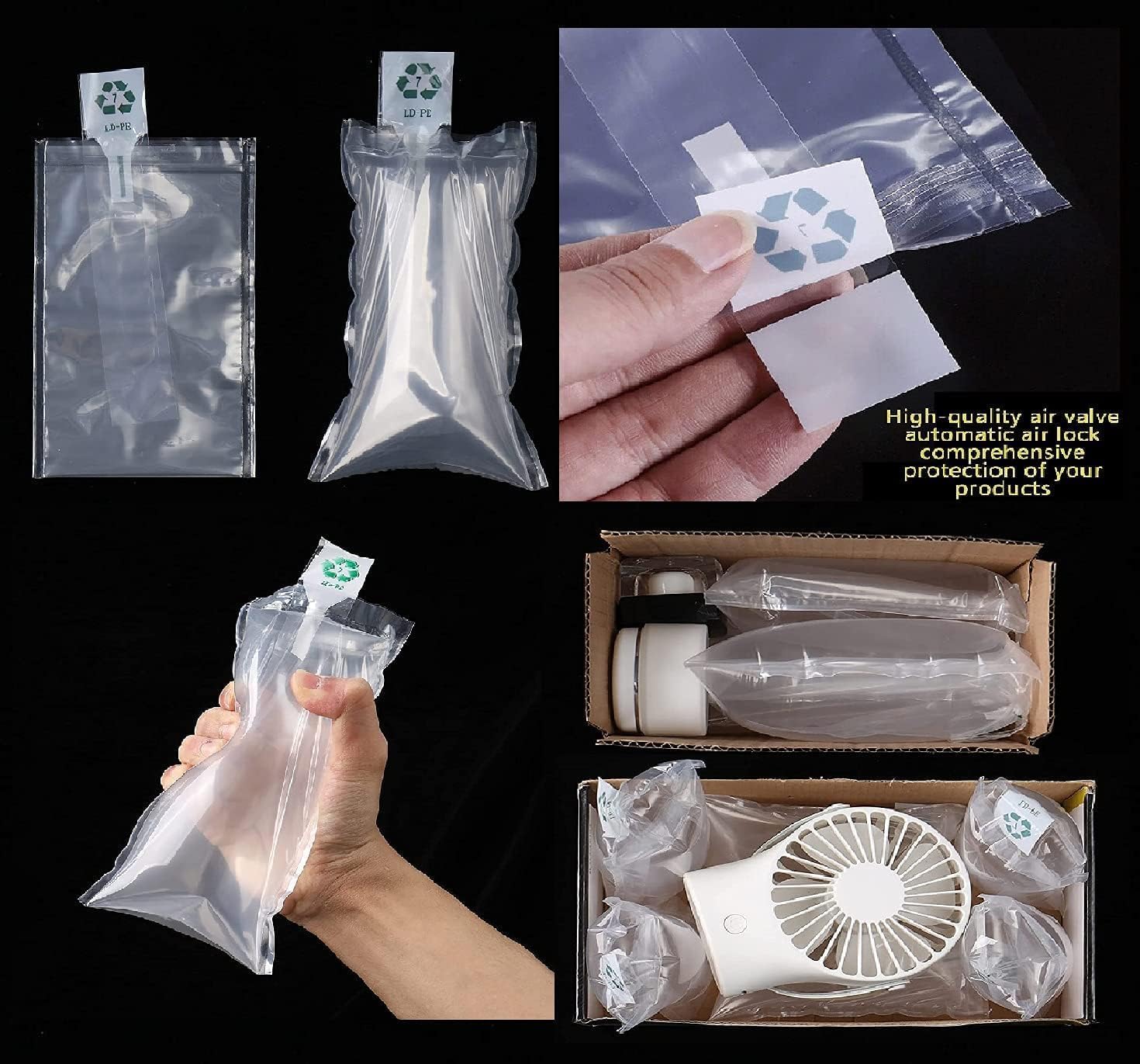 Miupoo Imballaggio Air Bag, plastica trasparente gonfiabile Air Packaging Protector Bag con cuscino pompa gratuito, cuscino d'aria blocco sacchetto di imballaggio, 20x20cm/8x8 pollici, 50 pezzi