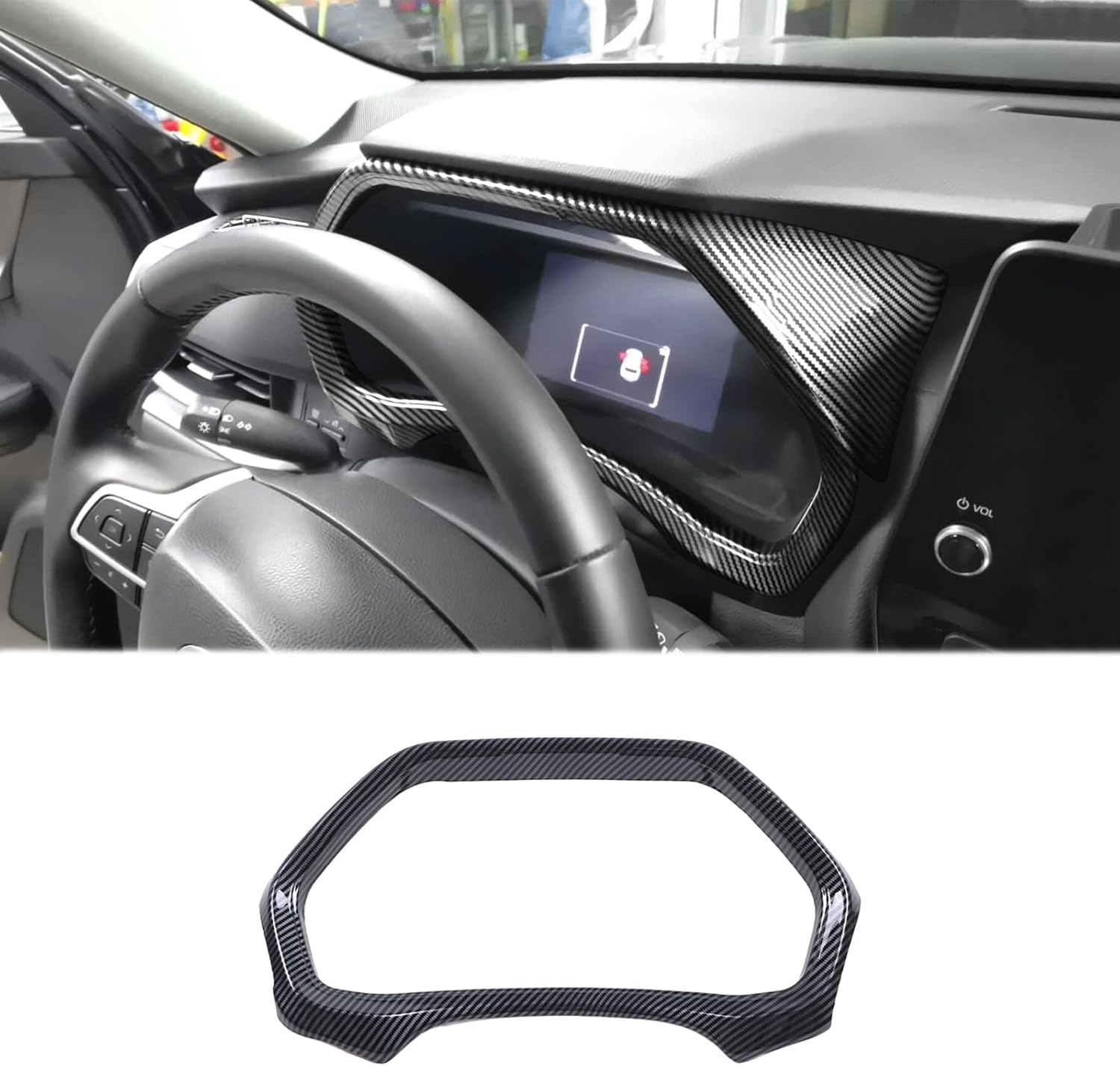 Car Dashboard Meter Frame Cover Trim Compatible with Toyota Grand Highlander 2024 2025 2026,Center Console Dash Board Trim Frame Interior Decoration Accessories 1PCS (Carbon Fiber Pattern)