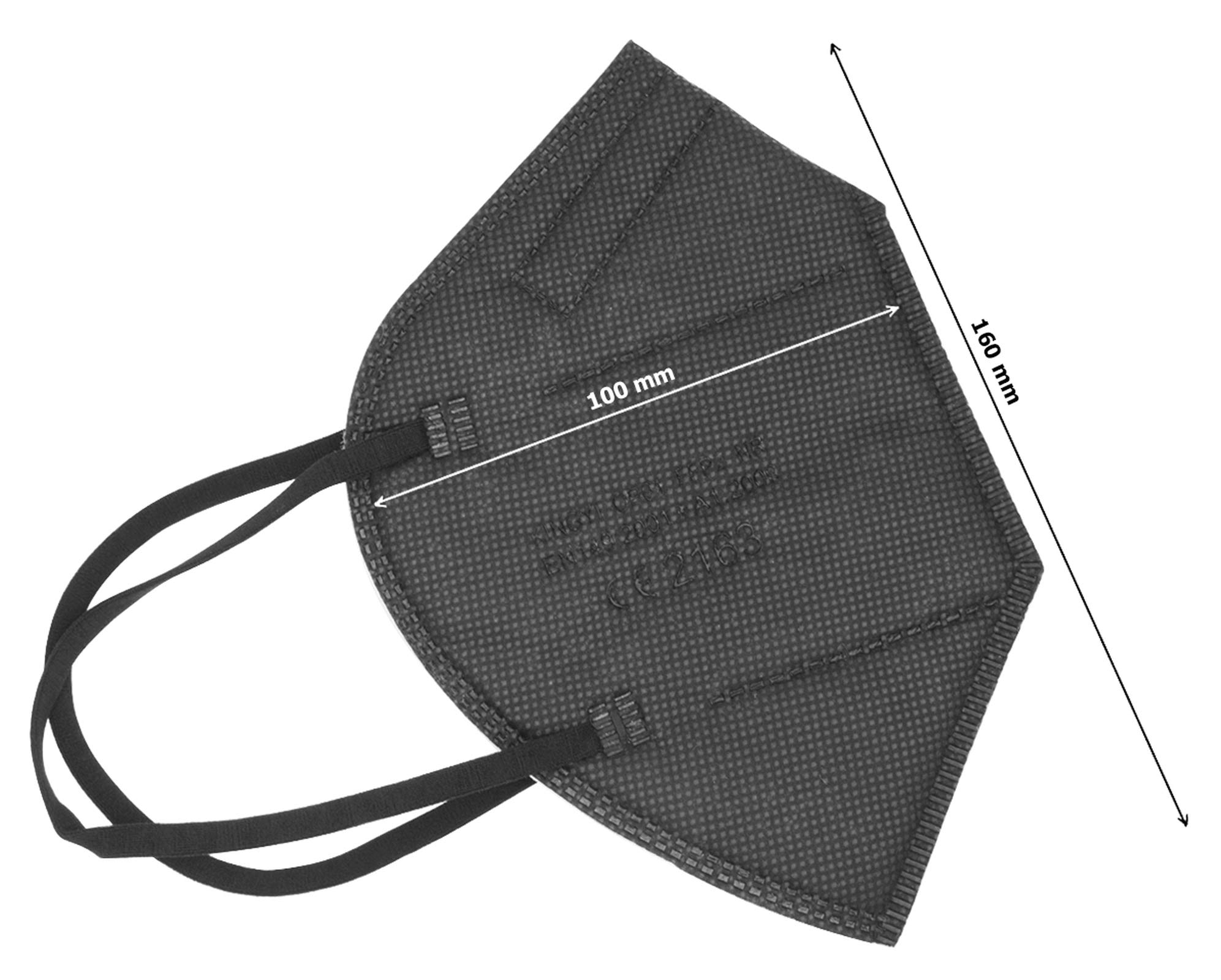TBOC FFP2 Masken - [Packung 40 Einheiten] Einwegmasken [Schwarz] 5 Schichten [Nicht wiederverwendbar] Atmungsaktives Falten mit Nasenklemme