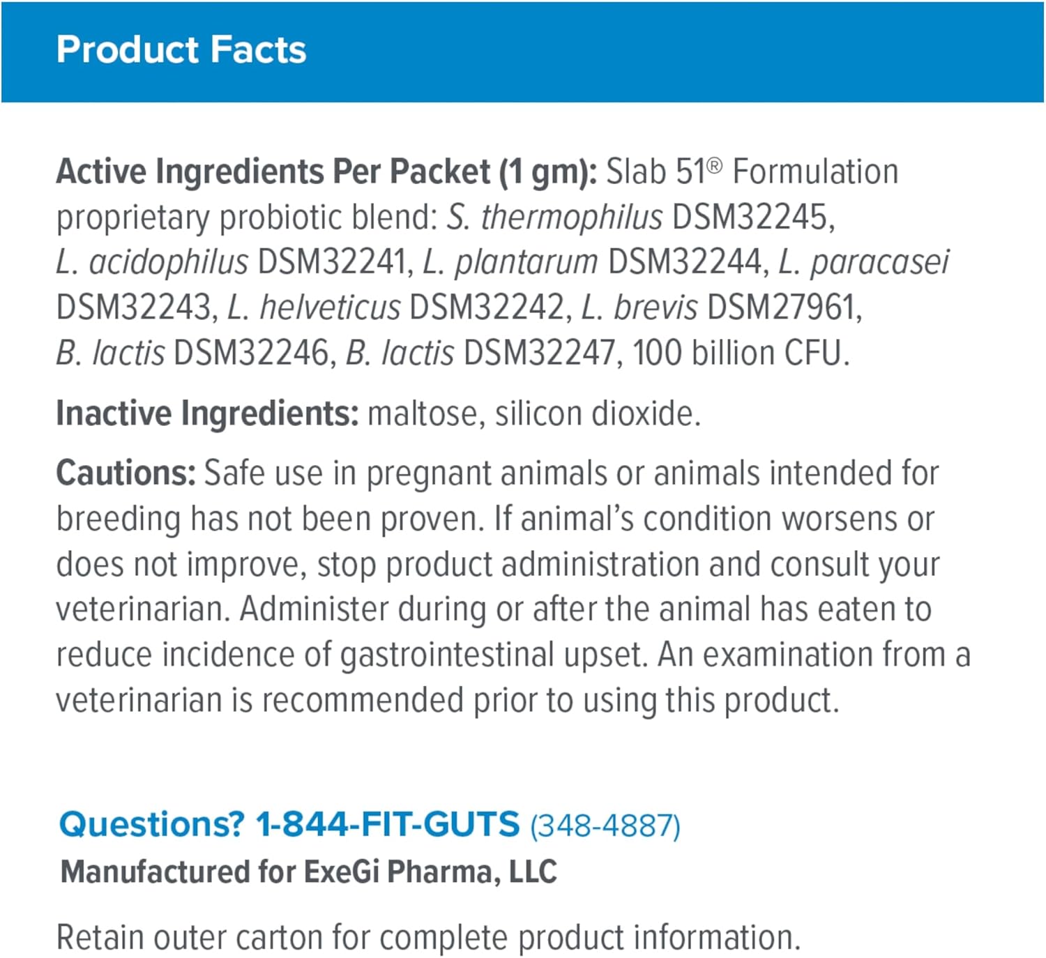 Visbiome® Vet Constipation Care High Potency Probiotic for Cats – 100B CFU, 8-Strain Slab51® Formula – Refrigerated, Veterinarian Recommended Clean Label Certified – 30 Packets