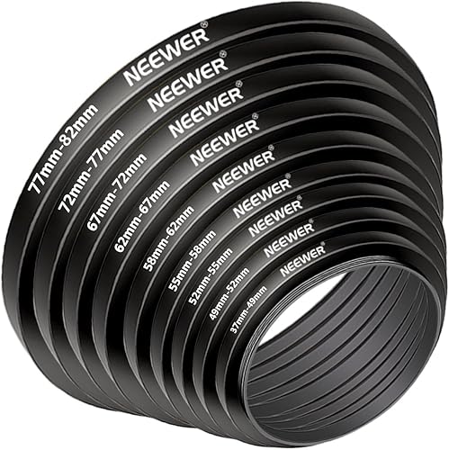 Miniatura 4 de NEEWER Kit de 18 anillos escalonadores, incluye 9 anillos escalonados y 9 anillos escalonados con marco de aluminio anodizado de alta calidad para
