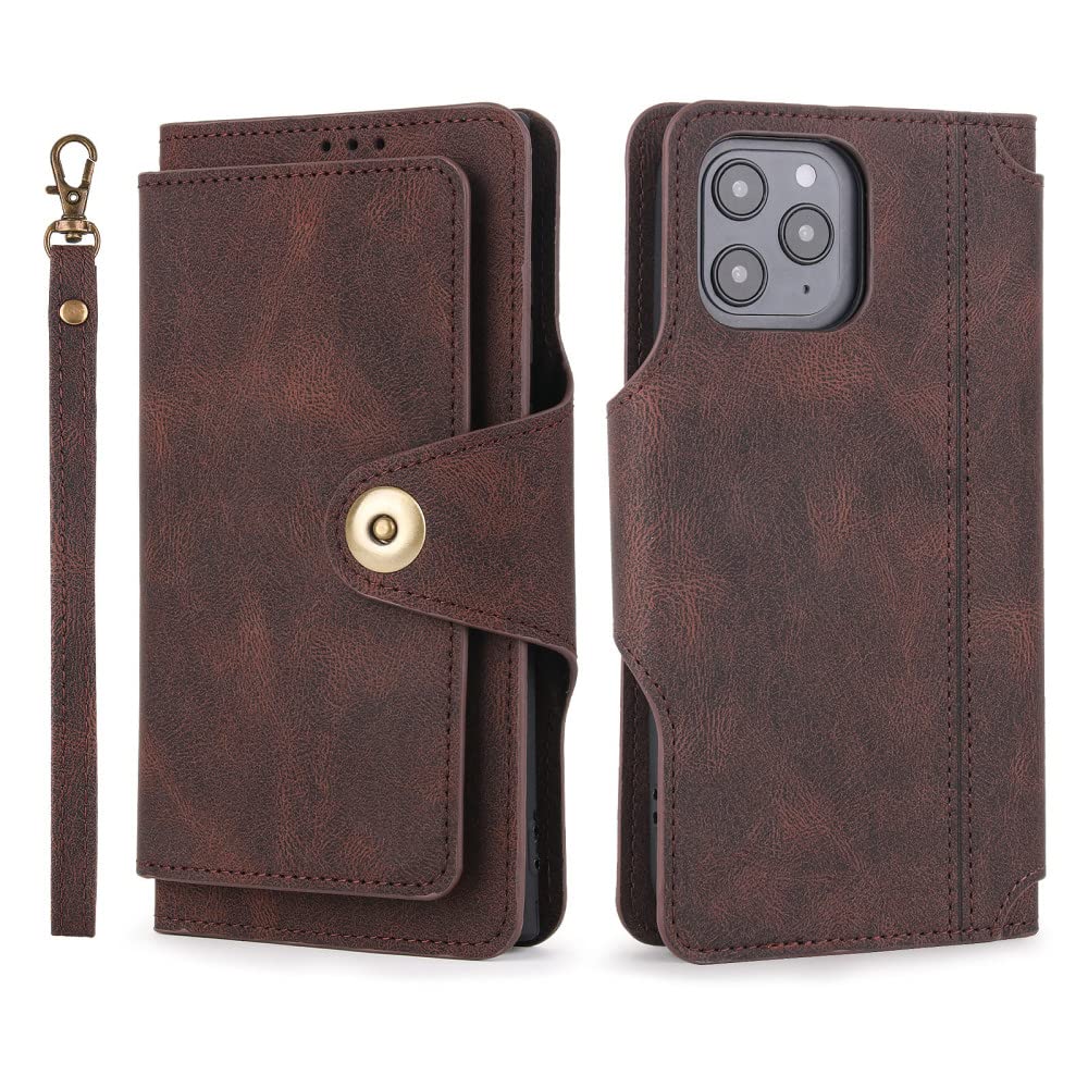 Étui en cuir de luxe iPhone 13 Mini clapet marron style portefeuille - 6