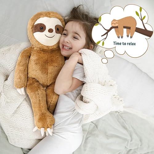 Miniatura 7 de MaoGoLan Juego de animales de peluche de perezoso, 5 piezas de juguete de peluche de perezoso, mamá perezosa de peluche grande con bebés perezosos,