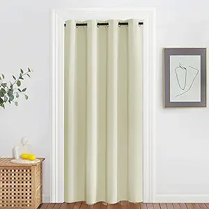 NICETOWN Blackout Bedroom Curtain 78 inches Length - Grommet Sound Reducing Window Treatment Privacy Drape Room Darkening Light Blocking for Living Room (Beige, 1 Panel, W52 x L78)