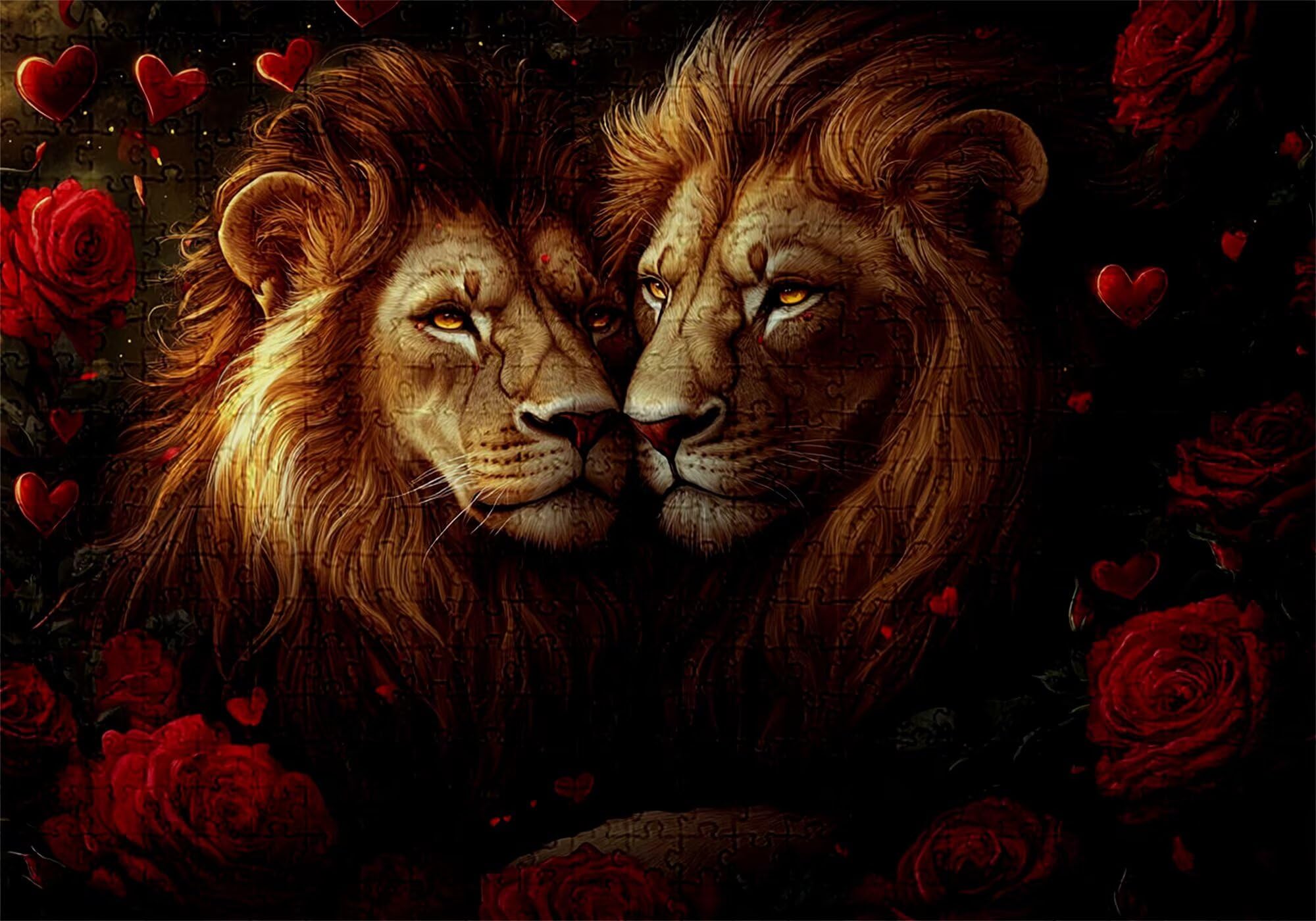 Puzzle 4000 elementów lew puzzle dla dorosłych różowe 141x87cm Unikalne rzemiosło klasyczne 3D drewniana układanka do rodzinnych gier aktywnych, układanka do samodzielnego wykonania nawet do dekoracji