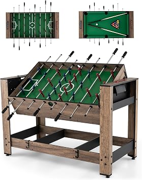 Goplus 2-in-1 Swivel Multi Game Table, 48 Combo Game Table with Foosball & Pool for Adults, Indoor Outdoor Combination Arcade Table for Home Game Room Party