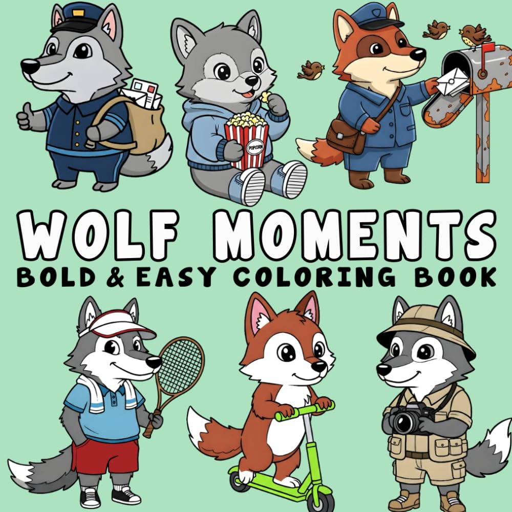 Wolf Moments: Bold, and Easy Wolf Coloring Book for Stress Relief – Big, Simple Designs for Teens and Adults