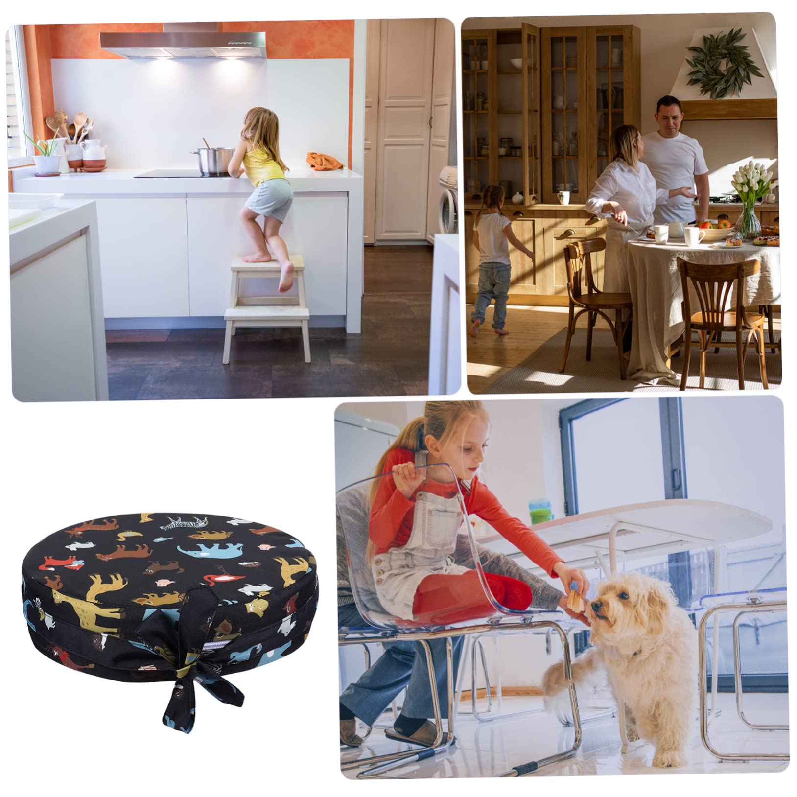 Cuscino Rialzo Rotondo per Sedia Bambini, Nero, 1 Pezzo