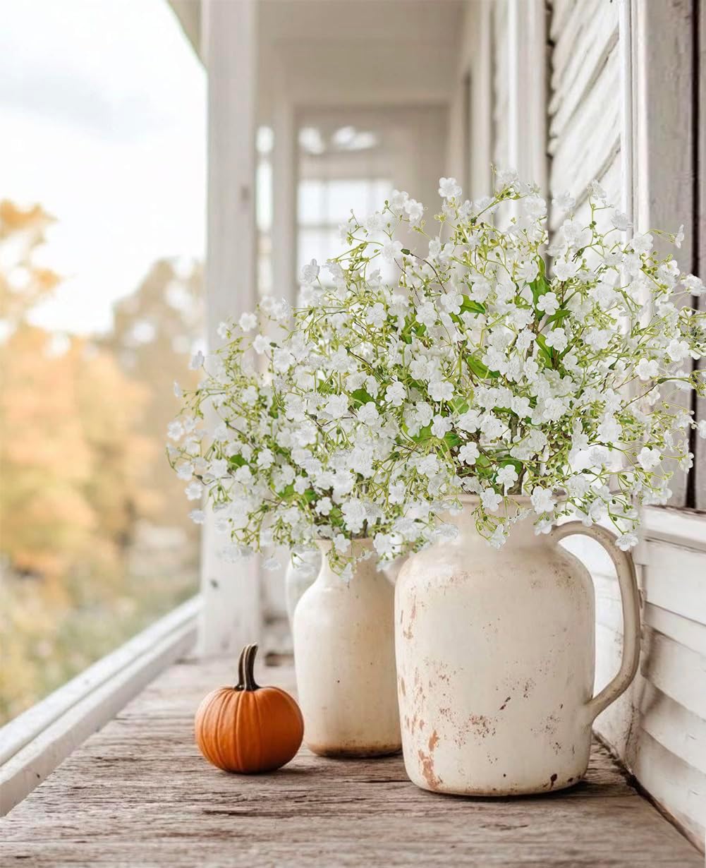 DILATATA 9 Pack White Baby’s Breath Artificial Flowers 9 Bundles Gypsophila Fake Silk Stems for DIY Floral Arrangements, Wedding Bouquets, Rustic Farmhouse Home Table Decor