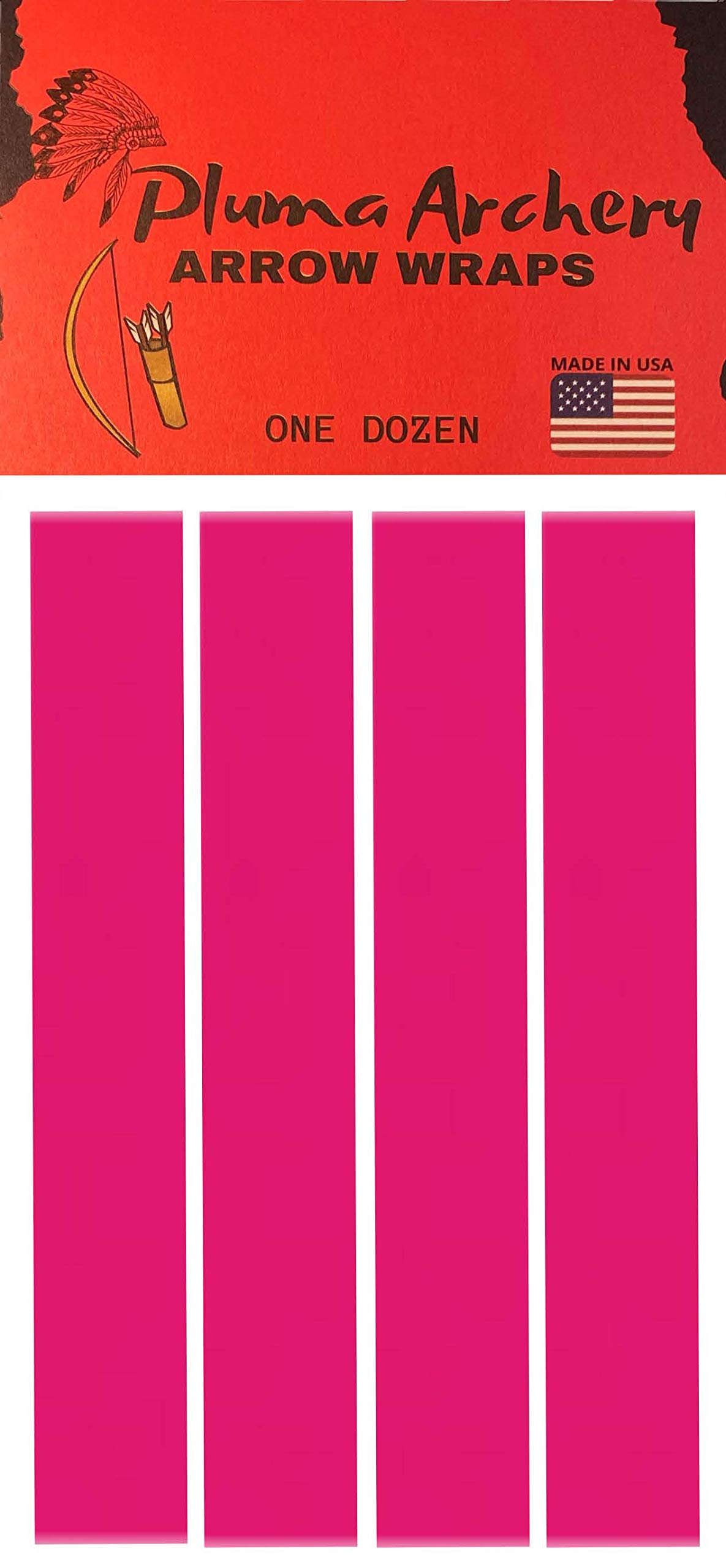 Pluma Archery, Arrow Wraps | Cut for Small Diameter Archery Shafts | 5MM 0.204 Inch ID Arrows with Max Outside Diameter (OD) of 0.280 Inches Length 6 Inches | Quantity - 12, Flo Pink