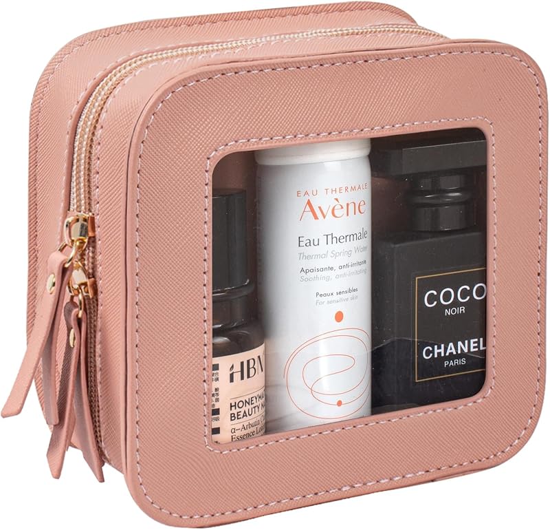 Necessaire de maquiagem transparente LETGO com zíper, tamanho mini, rosa