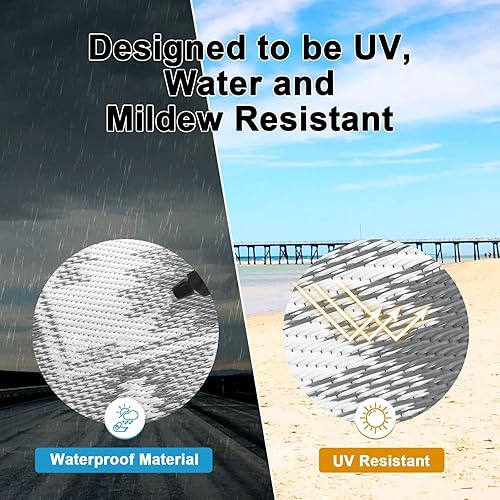 Miniatura 5 de HEBE Alfombras de exterior para patios, 4 x 6 pies, impermeable, alfombra de paja de plástico, reversible, para caravana, camping, tienda de