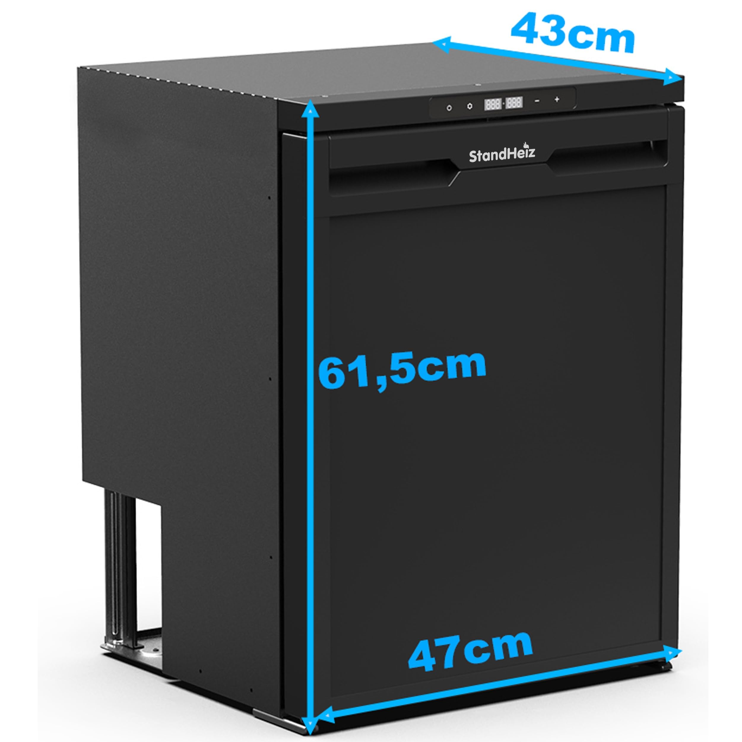 Nevera con compresor de 65 l con control por aplicación, 12 V, 24 V, ahorro de energía, minifrigorífico con puerta de apertura lateral, nevera pequeña con función de congelador, para coche, camión