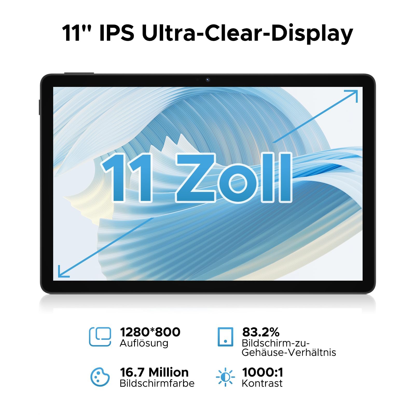 U11 Android 16 AI Tablet 11 Zoll, 16GB+128GB (2TB TF) Gaming Tablets, T7200 Octa Core, 8580mAh, Gemini AI, WiFi 5, 90Hz Display, 13MP+5MP,Tablet mit Tastatur, Maus, Stift,Hülle und Schutzfolie