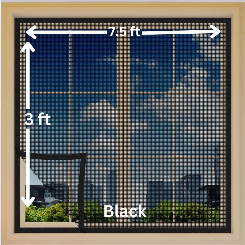 Atlara Fiberglass Mosquito Net for Windows Pre Stitched with Fastener Loop Tape on All Four Borders, Window/Door DIY Bug Insect Mesh -Black (Size- 3x7.5 ft/ 36x90 in / 90x225 cm) (B0CCRQ8F4K) Amazon Price History, Amazon Price Tracker