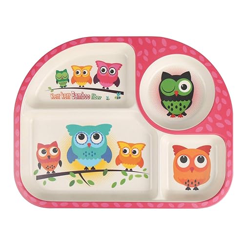 Miniatura 3 de Shopwithgreen - Juego de 5 piezas de fibra de bambú para la comida de los niños plato, tazón, taza, cuchara y tenedor decoración de dibujos