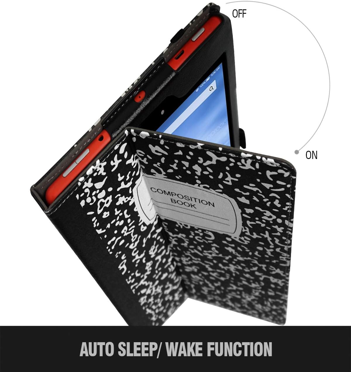 Poetic All-New Fire HD 10 Tablet Case (7th Gen 2017 and 9th Gen 2019 Release),Slim Synthetic Leather Flip Stand Cover, Auto Sleep/Wake, Magnetic Closure,for Amazon Fire HD 10.1 Inch, Composition Book