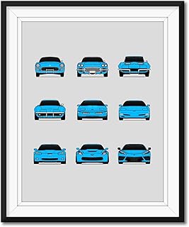 Chevy Corvette Generations Inspired Poster Print Wall Art Handmade Decor of the History and Evolution of the Chevrolet Corvette (C1 C2 C3 C4 C5 C6 C7 C8) (Unframed)