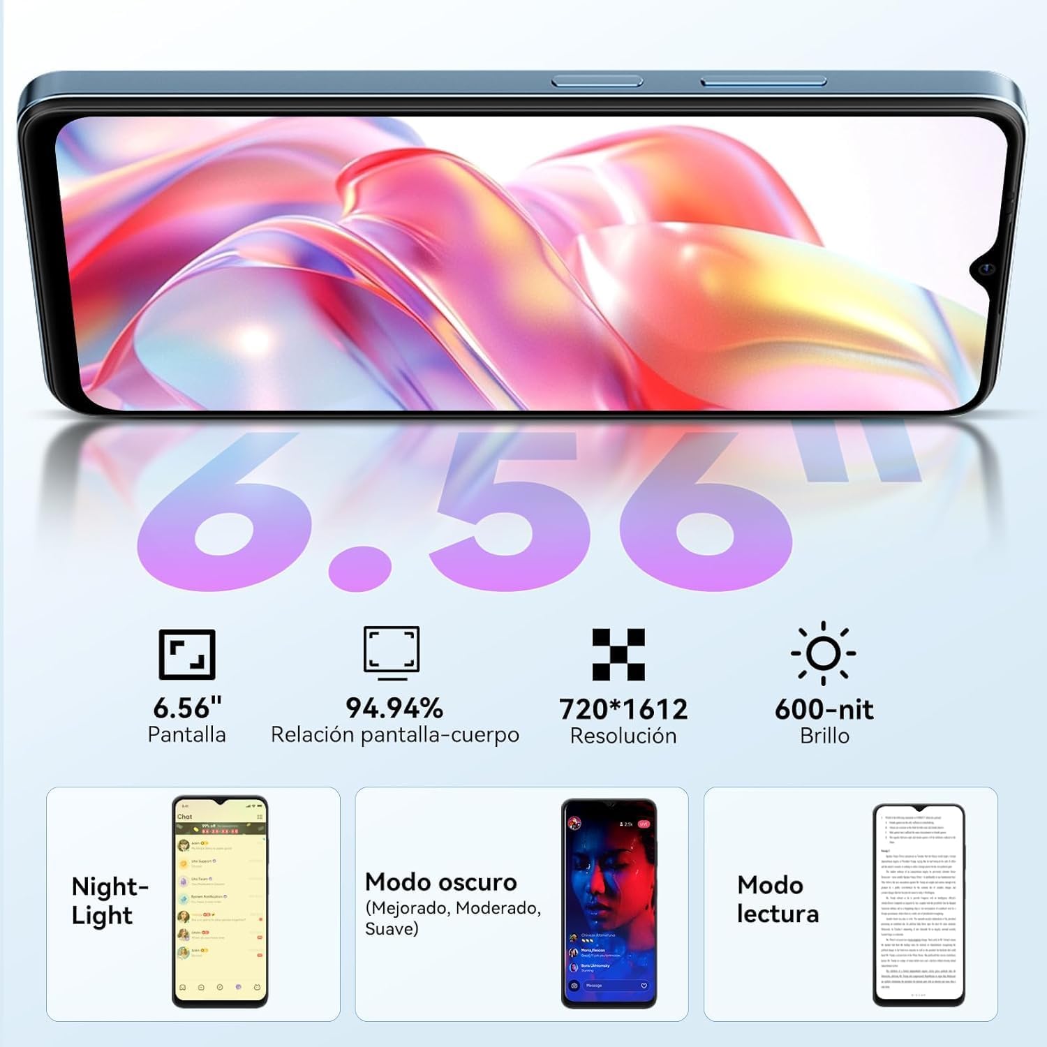 Blackview Wave 9C Smartphone con Funda de Teléfono, 12GB+64GB/2TB TF Moviles Baratos, IP54 6,56" Telefonos Moviles, Smartphone Libres Oferta 5000mAh, 13MP/4G Dual SIM/Fingerprint/3 Años de Garantía
