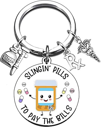 Pharmacy Gifts Pharmacist Keychain Gifts for Men Thank You Gifts for Pharmacy Technician Nursing Doctor DR RX Funny Appreciation Graduation Retirement Pharmacy School Medical Work Office Keyring Gift