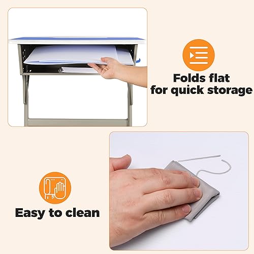 Miniatura 9 de Paquete de 4 protectores de privacidad para el aula para escritorios de estudiantes, carpeta divisora de escritorio de plástico fácil de limpiar,