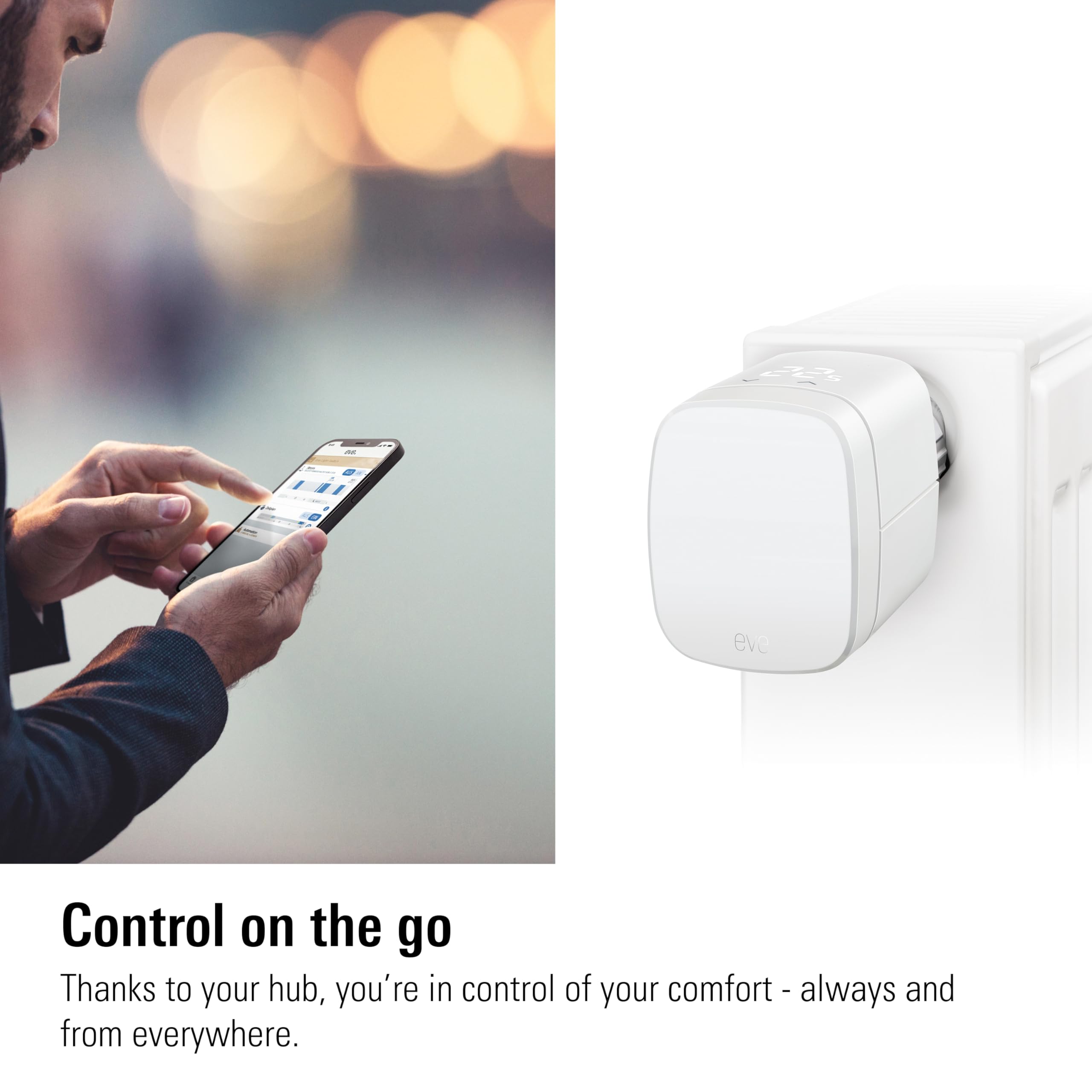 Eve Thermo (Matter, 4e gén) Lot de 4-vanne de radiateur à Thermostat Intelligent, contrôle Automatique de la température, Alexa, Apple Maison, GoogleHome, nécessite Un Thread Border Router