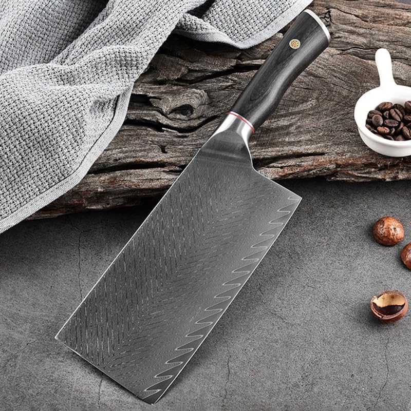 Meat Cleaver,Cleaver Knife 7 Inch Chinese Chef Knife Wood Handle 67 Layer Damascus 10Cr15MoV Steel Core Blade Sharp Cleaver Slicing Kitchen Knives Cooking Tools (Color : Slicing Knife-B, Size : 7 in