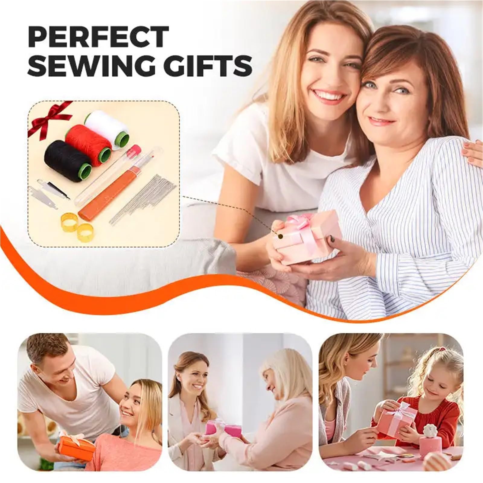 Kit Costura Conjunto de herramientas portátil compacto for principiantes y profesionales, agujas hilo, costura artesanal DIY para el hogar(43pcs set)