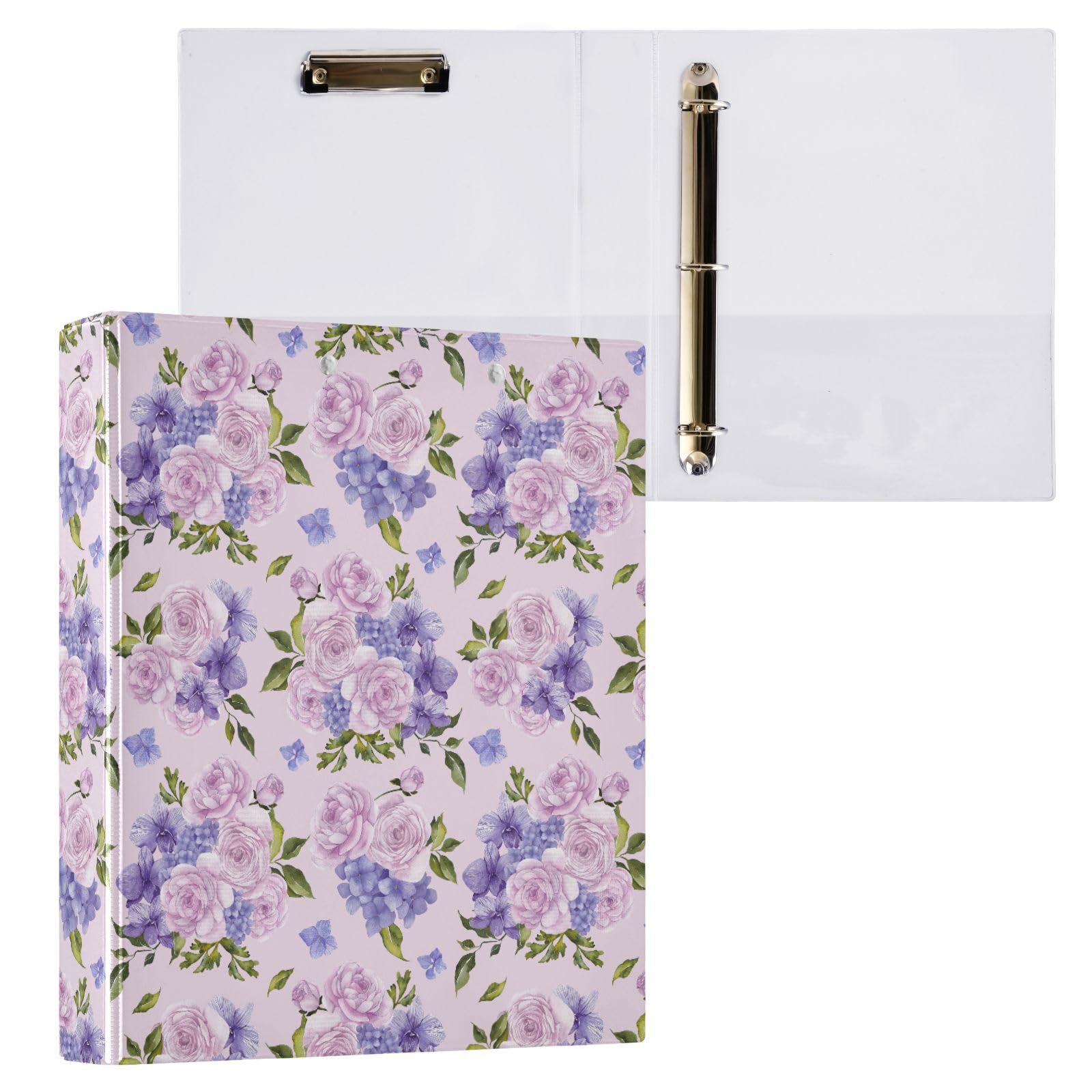Purple Flowers Wisteria Peony 3 D-Ring Binder A4 1 Pack with 200 Sheet for Kids School Supplies Women Men Office โ image 1