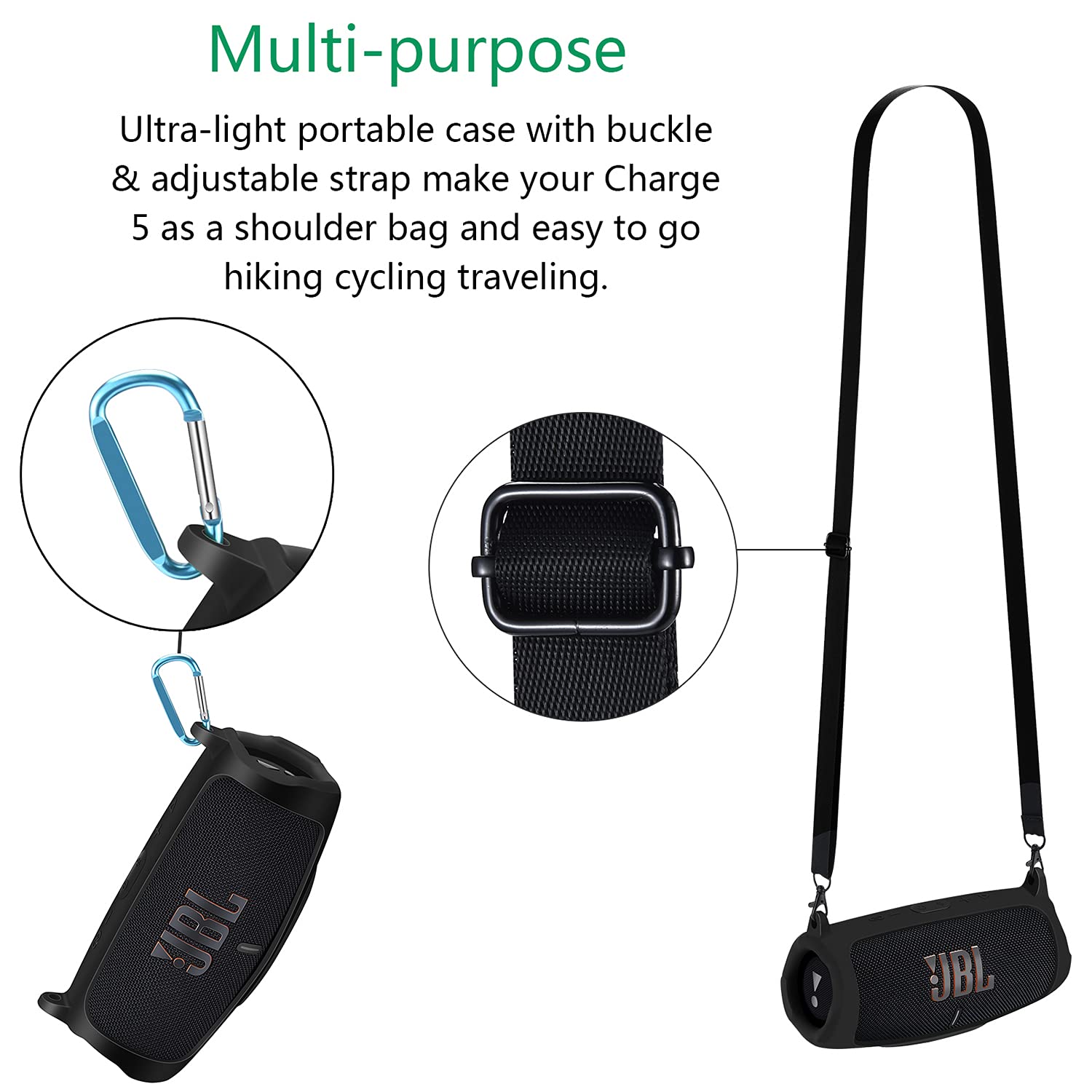 Silikon Hülle Für JBL Charge 5 – Mit Karabinerhaken, Ultraleicht, Voller Schutz