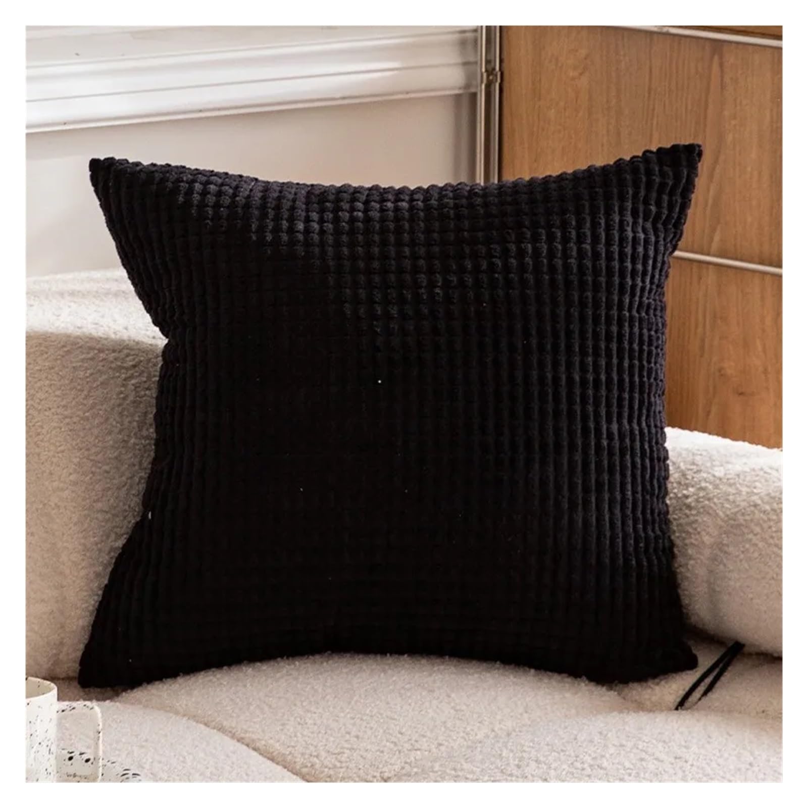SHBHWS Plush Pillowcase 45/50/55/60/66cm Cushion Cover For Home Living Room Sofa Decoration For Living Room Sofa(BLACK,30X50cm)