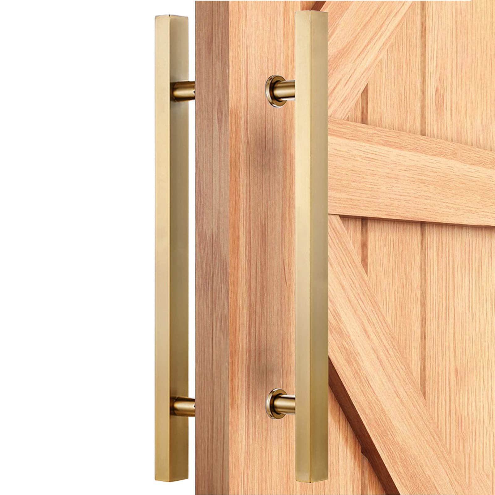 CWCQGH Door Pull Barn Door Handle Push Pull, Stainless Steel Sliding Door Handle Bar for Wooden Door Glass Door, Heavy-Duty Commercial Steel Entry Door Handles,Gold-50cm/20inch