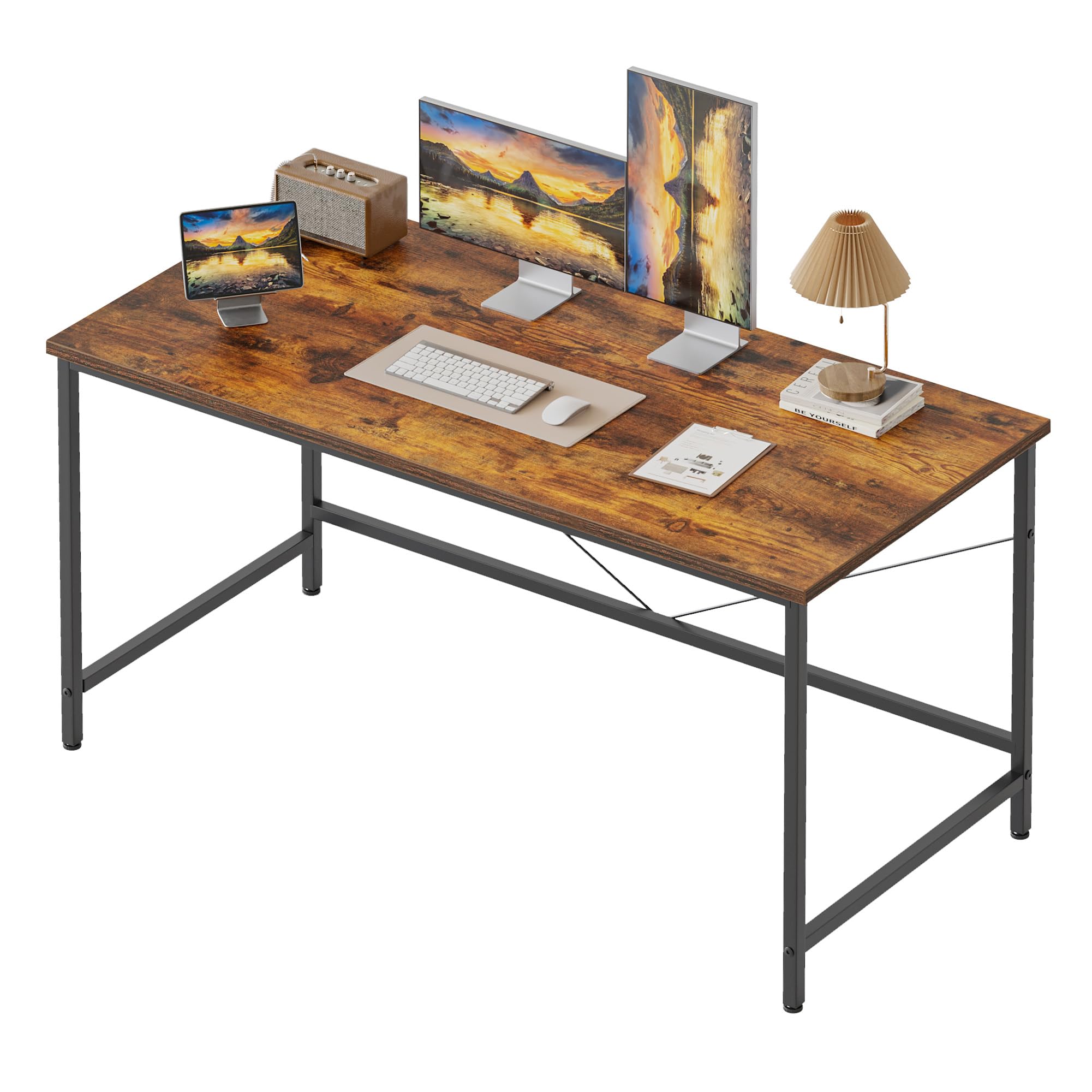 Mericonia Computer Desk with Storage Shelf on the Right, 100 x 50 cm Small Desk Study Writing Table for Small Space, Modern Simple PC Desk, Brown â image 1