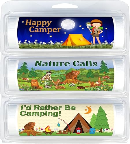 Papel higiénico temático para llevar, juegos de regalo novedosos (paquete de 3) (juego de regalo de 3200 Happy Camper)